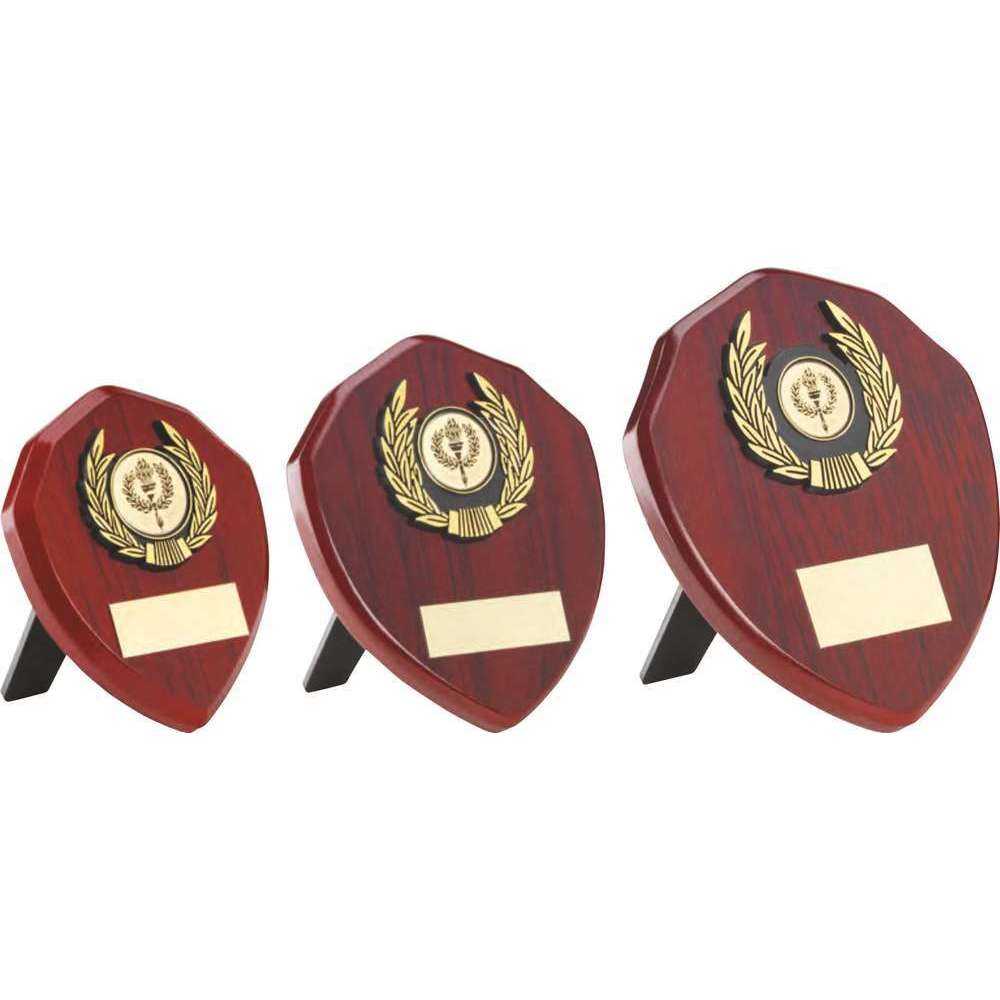 Rosewood & Gold Trim Shield Award with 1inch Insert & Engraving Plate ...